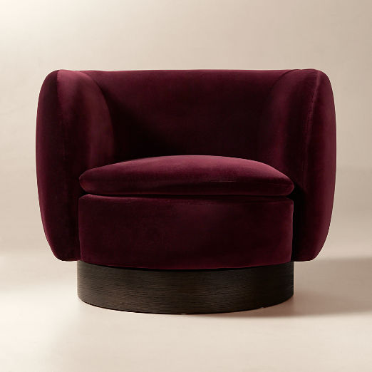 Muir Oxblood Velvet Swivel Chair