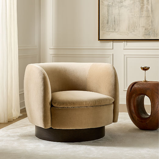 Muir Taupe Velvet Swivel Chair
