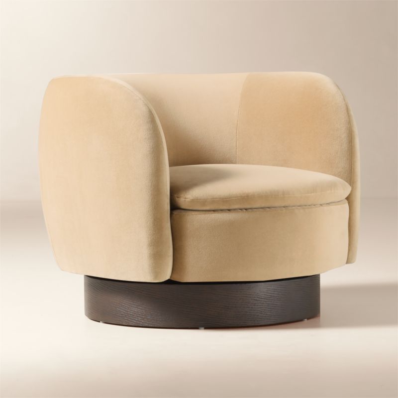 Muir Taupe Velvet Swivel Chair - image 2 of 8