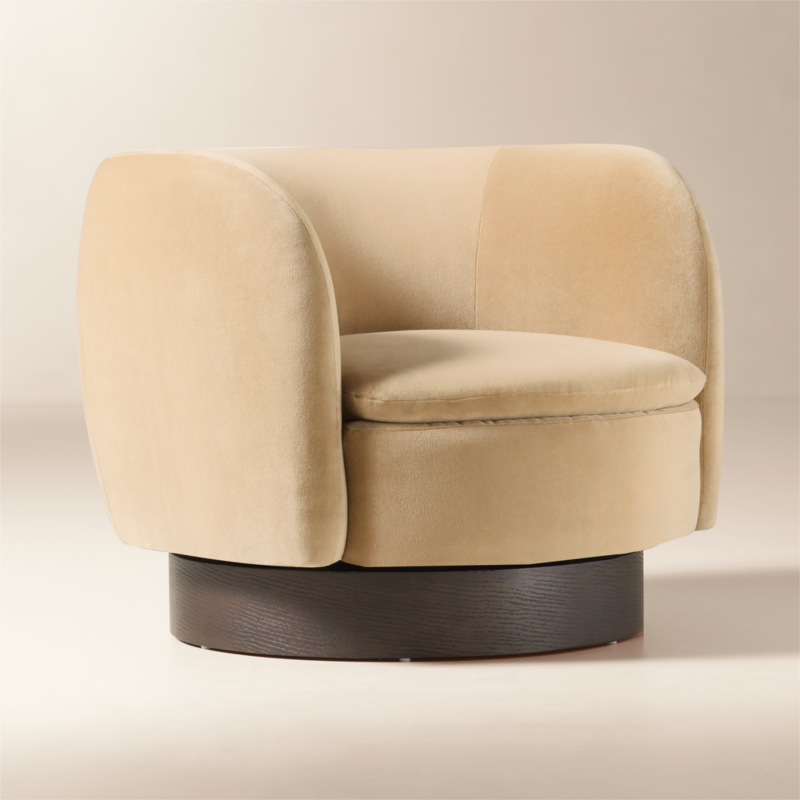 Muir Taupe Velvet Swivel Chair - image 4 of 14