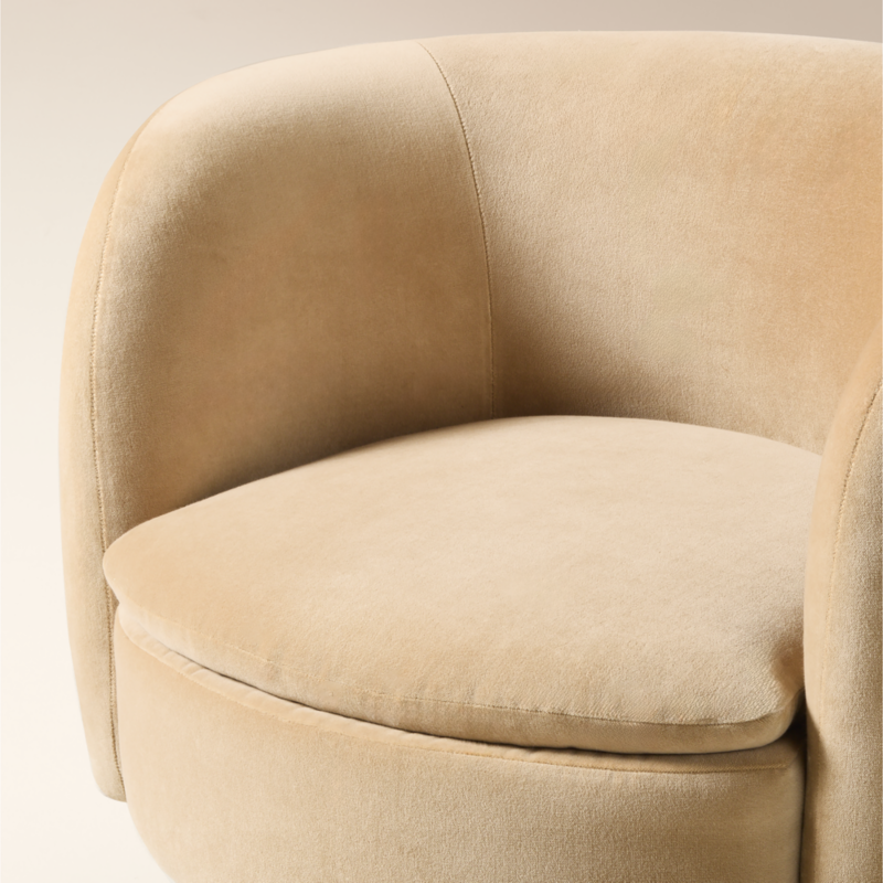 Muir Taupe Velvet Swivel Chair - image 7 of 14