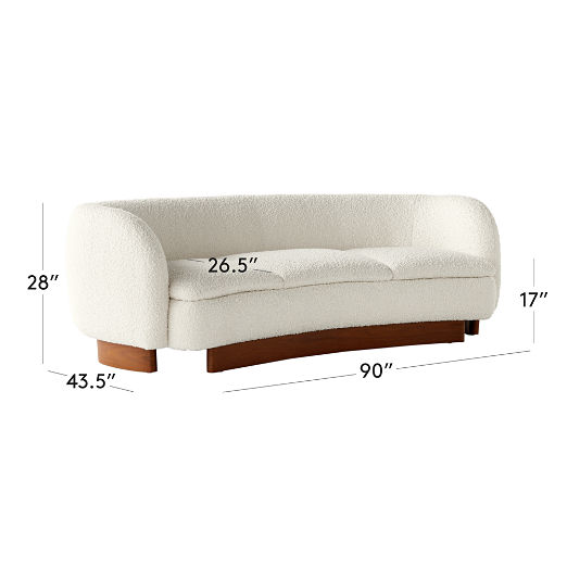 Muir 90" Curved White Boucle Sofa