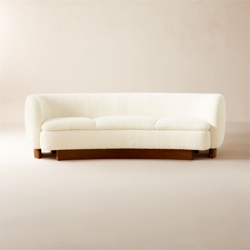 Muir 90 Curved White Boucle Sofa by Lawson-Fenning