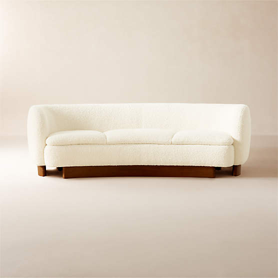 Muir 90" Curved White Boucle Sofa