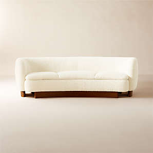 95 Modern White Boucle Curved Sofa Stainless Steel Legs with Toss Pillows