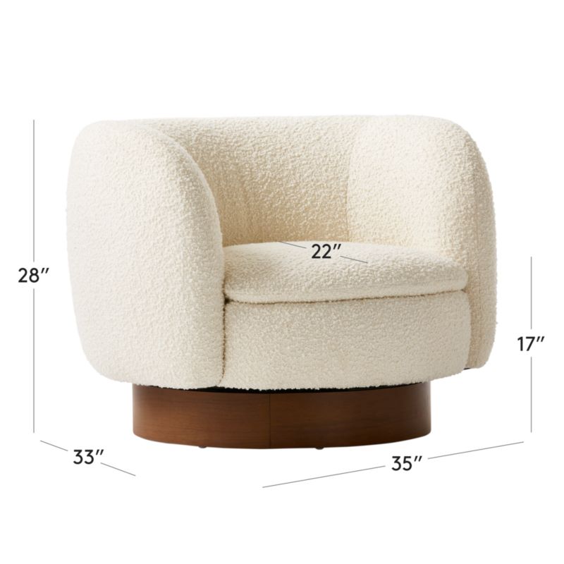 View Muir White Boucle Swivel Chair - image 3 of 11