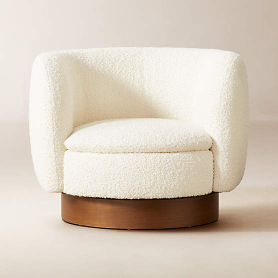 Muir White Boucle Swivel Chair