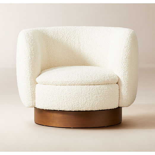 Muir White Boucle Swivel Chair