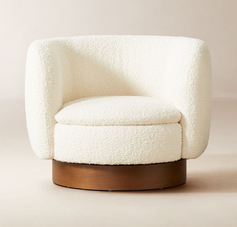 Muir White Boucle Swivel Chair