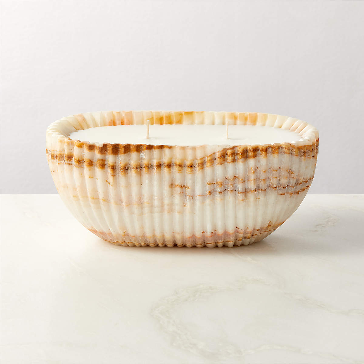 Fluted Onyx Unscented Candle Bowl | CB2