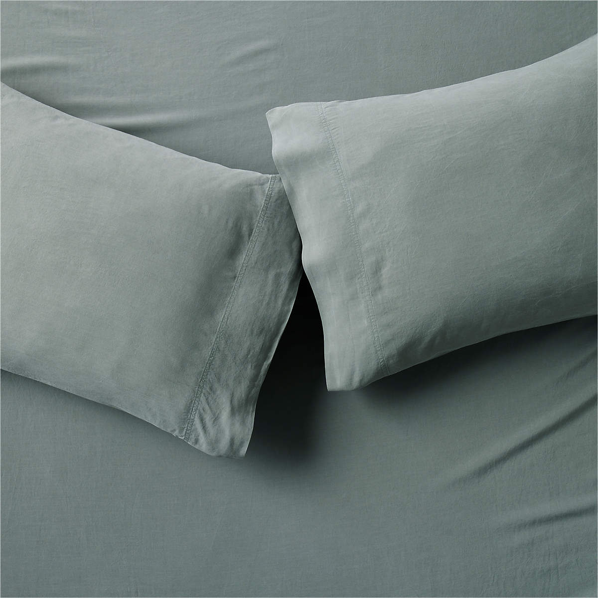 Muna Green Washed Tencel Solid King Pillowcases Set of 2 CB2