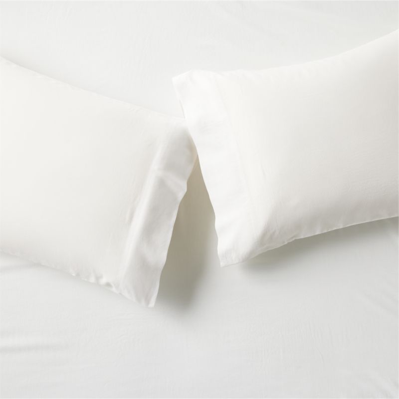 Viewing product image Muna Warm White Washed TENCEL™ Solid Standard Pillowcases Set of 2 - image 1 of 2