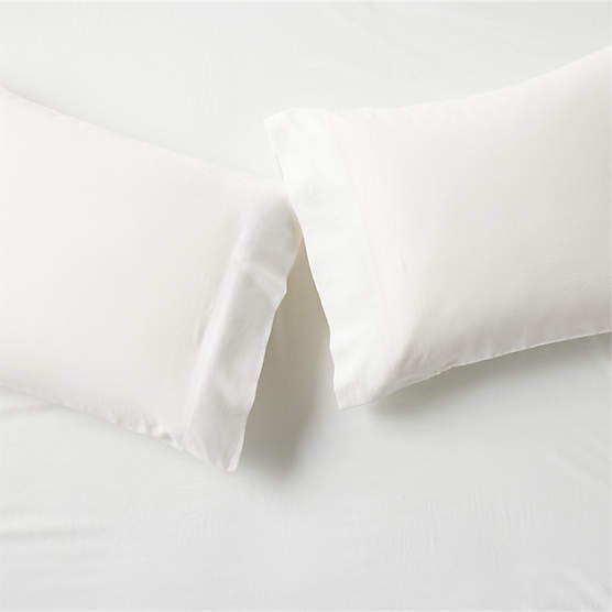 Muna Warm White Washed TENCEL™ Solid Standard Pillowcases Set of 2