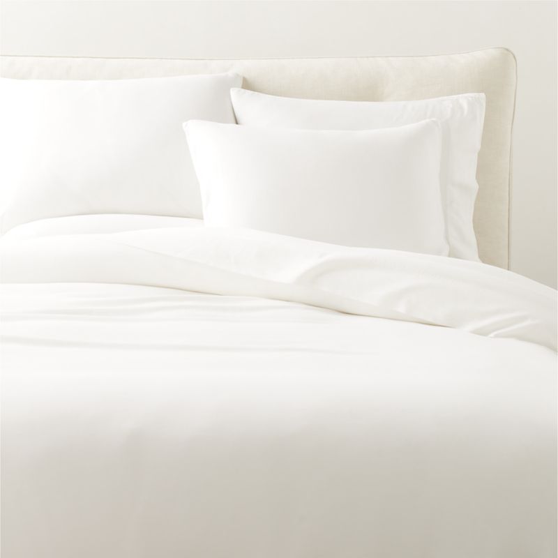 Muna Warm White Washed Tencel Solid Full/Queen Duvet Cover | CB2