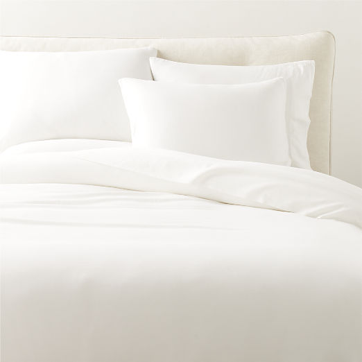 Muna Warm White Washed TENCEL™ Solid Full/Queen Duvet Cover