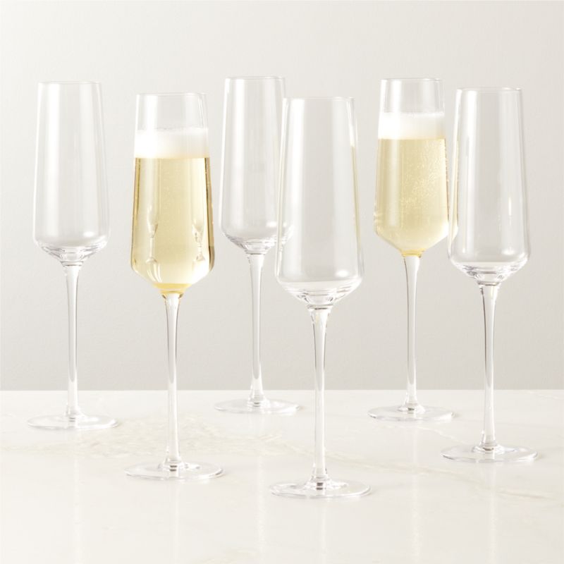 Muse Modern Smoked Glass Champagne Flute Set of 6 + Reviews