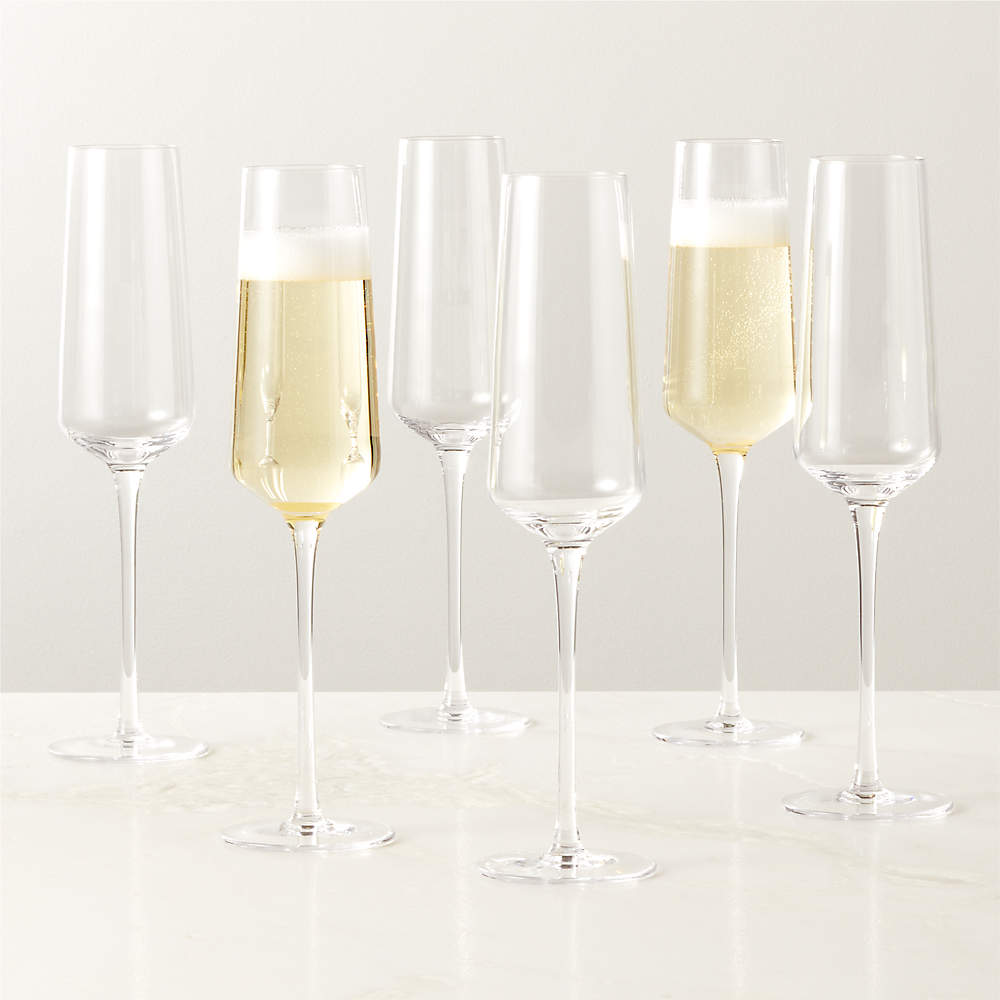 Crystal Champagne Stem Flutes, Set of 6 - Hudson Grace