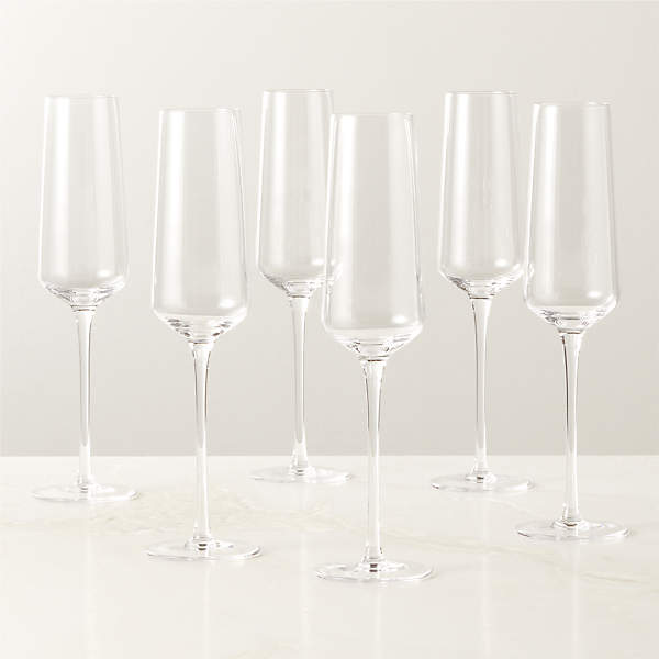 Muse Modern Smoked Glass Champagne Flute Set of 6 + Reviews