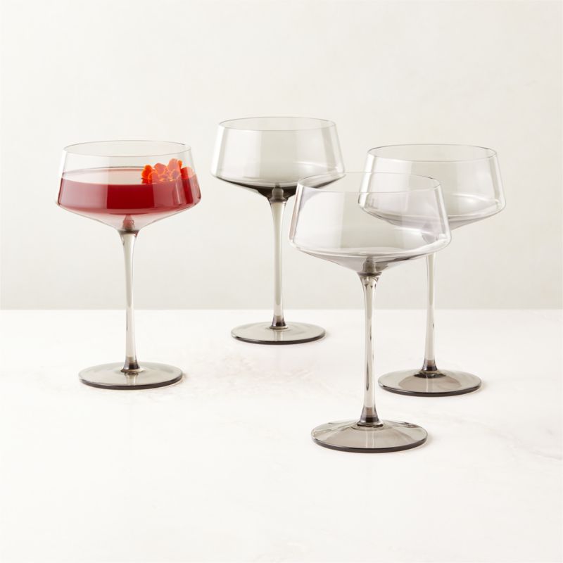 Muse Smoked Coupe Glasses Set of 4 - image 0 of 4