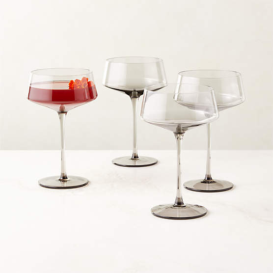 Muse Smoked Coupe Glasses Set of 4