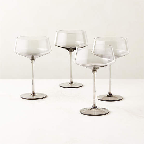 Muse Smoked Coupe Cocktail Glass Set of 4