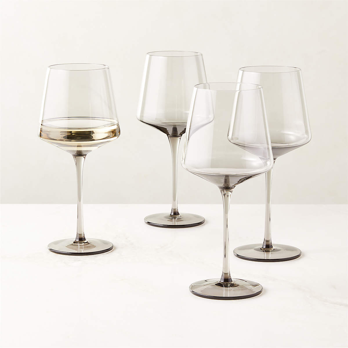 Muse Modern Smoked White Wine Glass Set of 4 | CB2