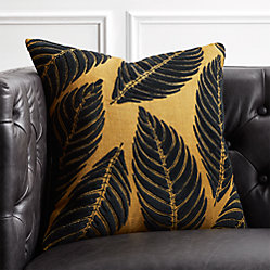 18 X12 Bia Tel Pesto Velvet Pillow Cb2 18 Frond Mustard Jute And Velvet Pillow With Down Alternative Insert
