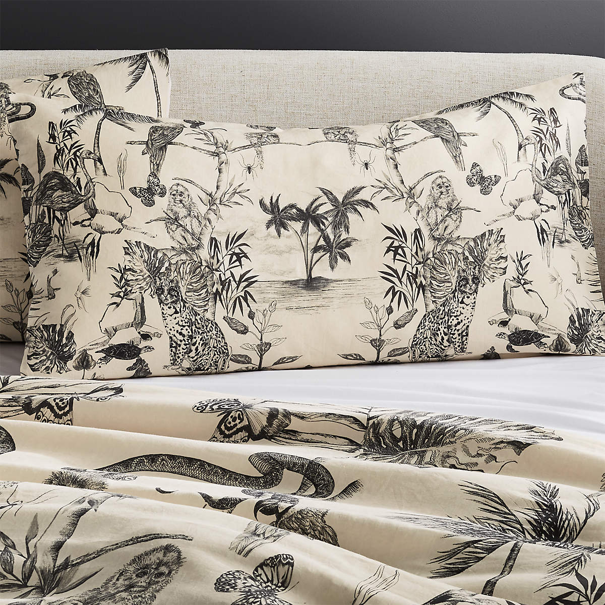 Midnight Jungle Linen King Pillow Shams Set of 2 by Matthew Williamson