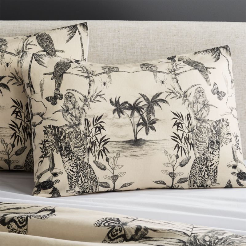 View Midnight Jungle Linen Standard Pillow Shams Set of 2 details