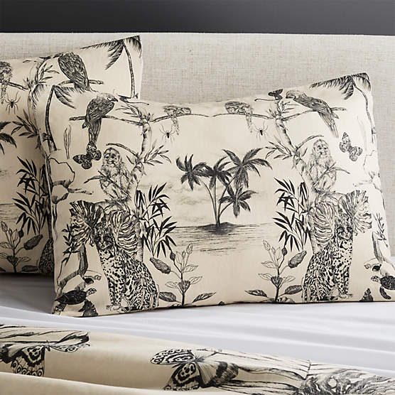 Midnight Jungle Linen Standard Pillow Shams Set of 2