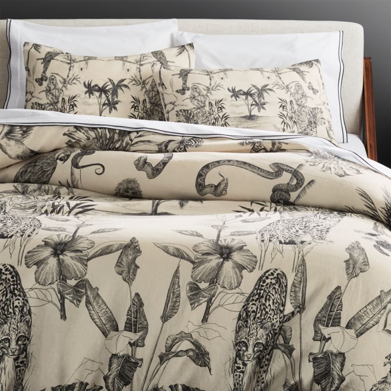 Midnight Jungle Linen King Duvet Cover Reviews Cb2