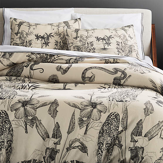 Midnight Jungle Linen King Duvet Cover