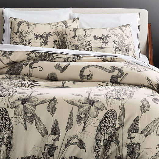 Midnight Jungle Linen Pillow Shams Set of 2