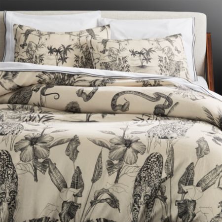 Midnight Jungle Linen King Duvet Cover Reviews Cb2