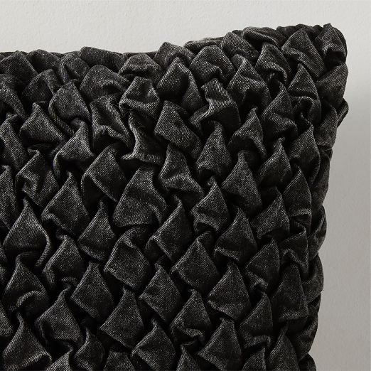 Mewah Black Ruched Denim Throw Pillow 20"x20" by Casa Dean by Swizz Beatz