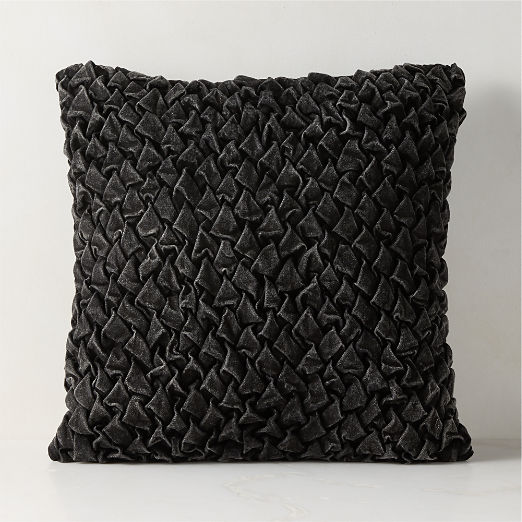 Mewah Black Ruched Denim Throw Pillow 20"x20" by Casa Dean by Swizz Beatz