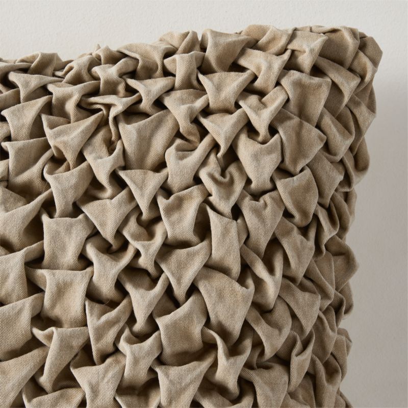 Mewah Natural Ruched Denim Throw Pillow with Down-Alternative Insert 20"x20" by Casa Dean by Swizz Beatz - image 1 of 6