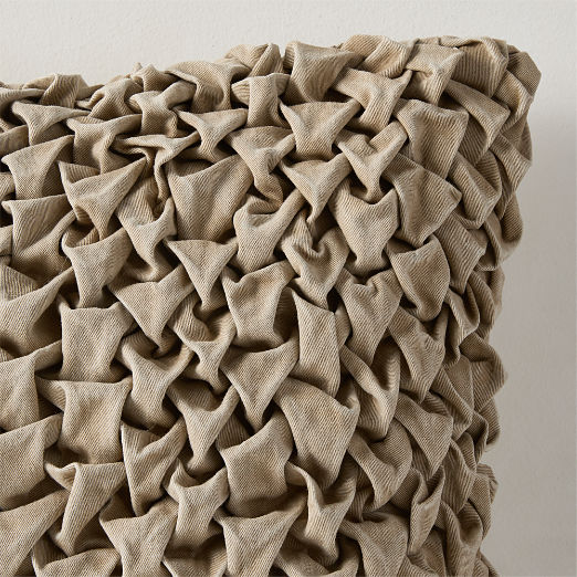 Mewah Natural Ruched Denim Throw Pillow 20"x20" by Casa Dean by Swizz Beatz