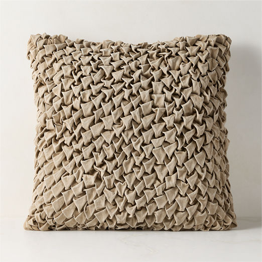 Mewah Natural Ruched Denim Throw Pillow 20"x20" by Casa Dean by Swizz Beatz