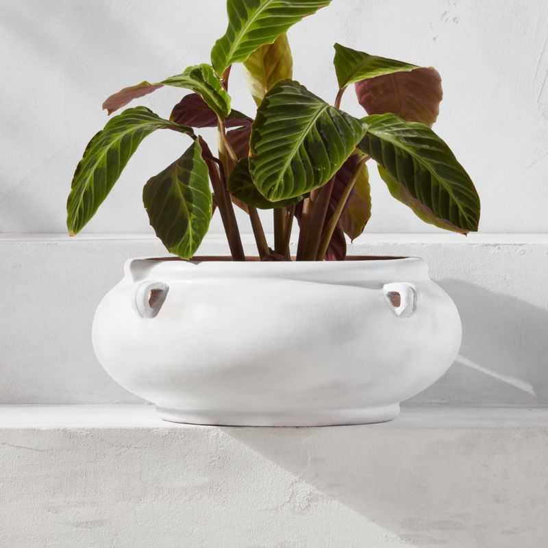 Myla White Terracotta Indoor/Outdoor Planter Bowl with Handles Small - image 2 of 7