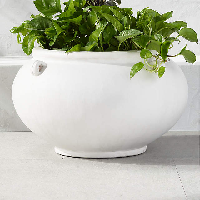 Myla Modern White Clay Outdoor Planter Vase + Reviews