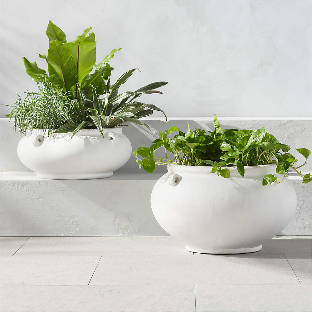 Myla Modern White Clay Outdoor Planter Vase + Reviews | CB2