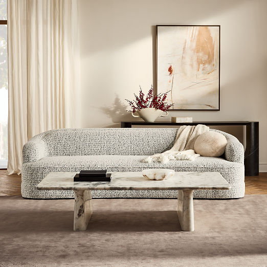 Mylene 97" Black and White Boucle Curved Sofa by goop