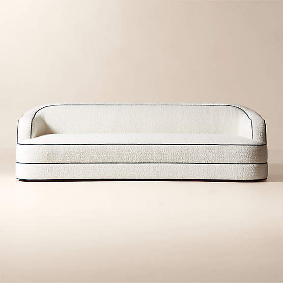 Mylene 97" Ivory Boucle Curved Sofa by goop