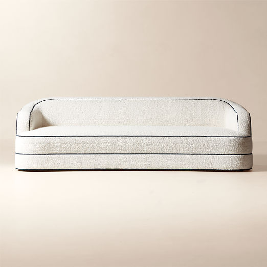 Mylene 97" Ivory Boucle Curved Sofa by goop