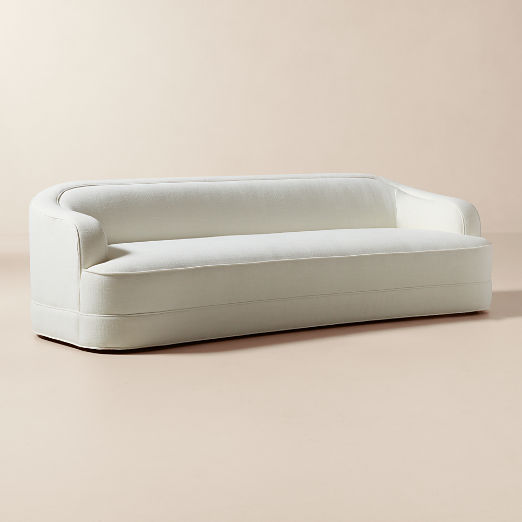 Mylene 97" Off-White Performance Linen Curved Sofa by Goop