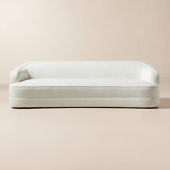 Mylene 97" Off-White Performance Linen Curved Sofa by goop