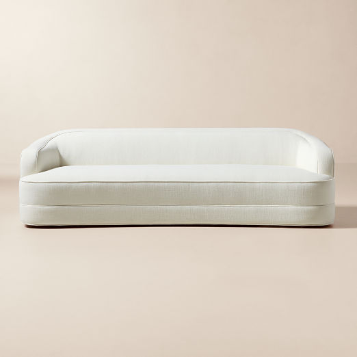Mylene 97" Off-White Performance Linen Curved Sofa by Goop