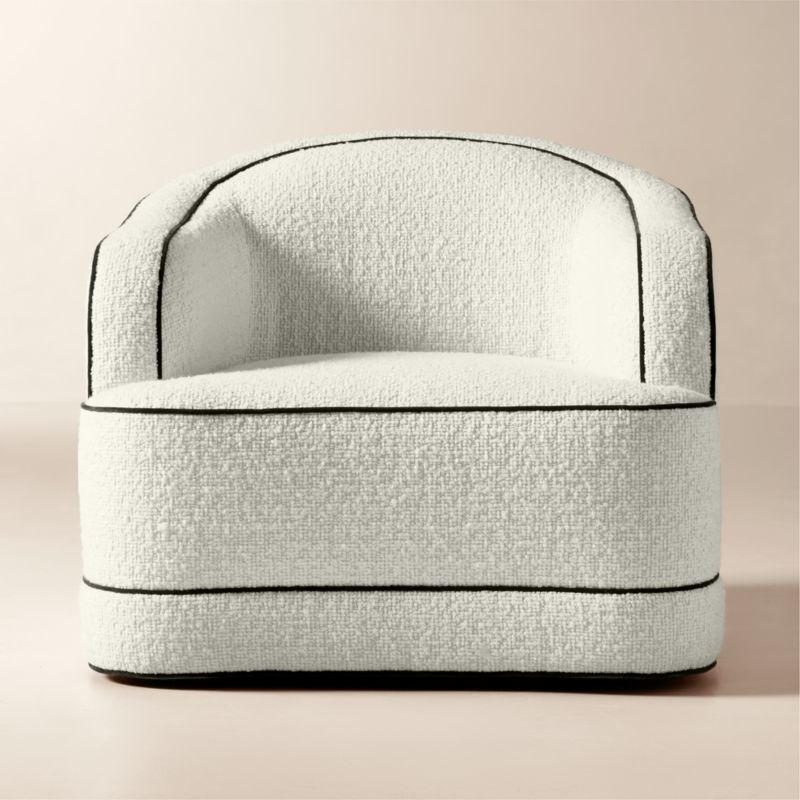 Viewing product image Mylene Ivory Boucle Swivel Chair - image 1 of 9