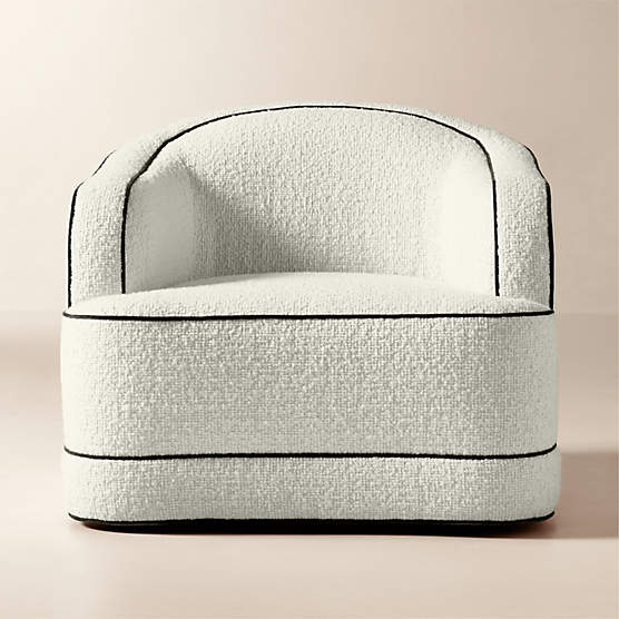 Mylene Ivory Boucle Swivel Chair